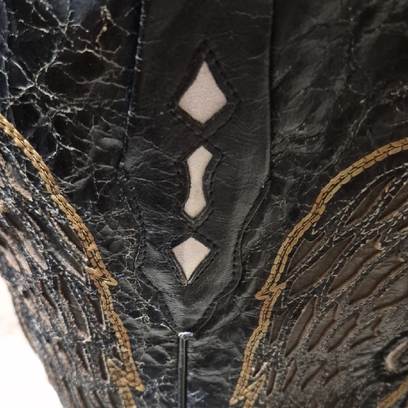 Corral Vintage Wings  Crosses Cowgirl Boots Black Gold Silver Woman's Size 7.5 W - Picture 2 of 16